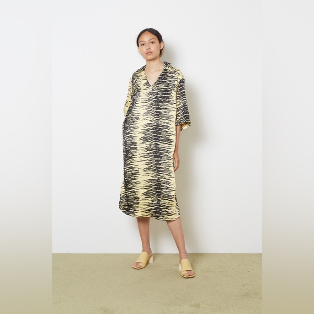 Ganni Crinkled Satin Dress